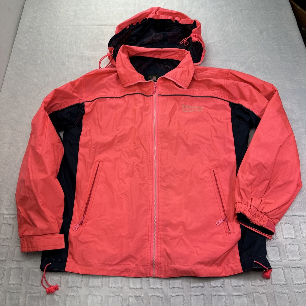 Cheneral Yellowstone National Park Windbreaker Jacket Pink Navy Blue Womens Med